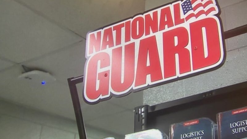 Sign at Nevada Army National Guard recruitment offices in Reno.