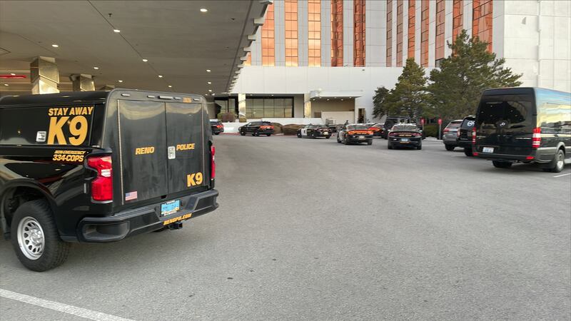 Vehicles with the Reno Police Department arrive at the GSR Tuesday morning for reports of a...