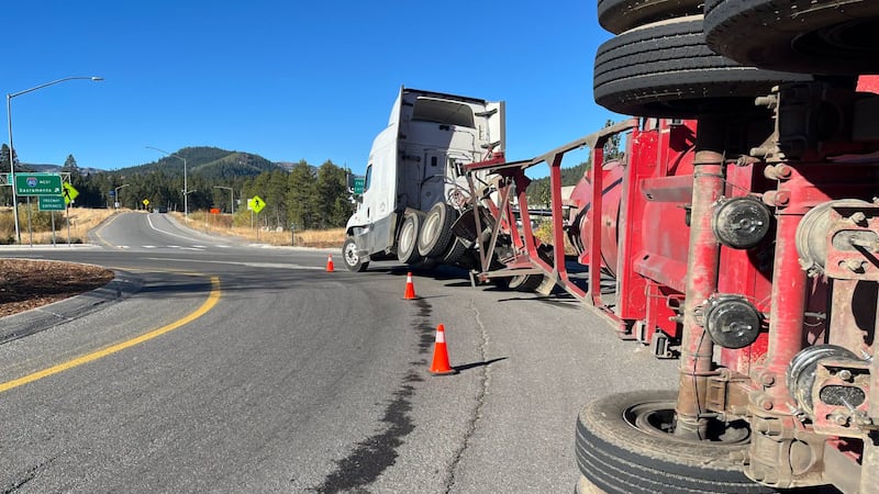 Overturned semi-truck.