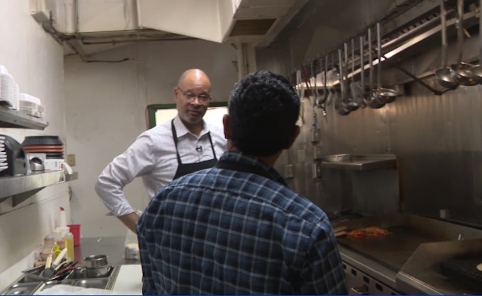 Aaron Ford talks to Mario Jimenez owner or Senor Tequilas