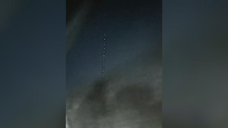 Starlink Train Thursday evening (photo via Dave Turner)