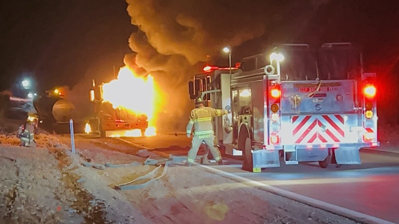 Firefighters respond to a tractor trailer fire on SR-190.
