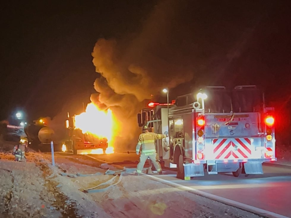 Firefighters respond to a tractor trailer fire on SR-190.
