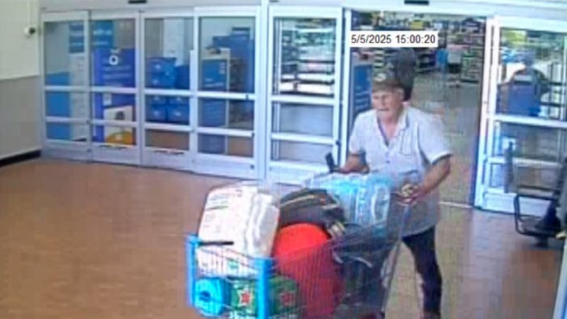 The suspect is seen in here in this screenshot of Walmart's surveillance footage