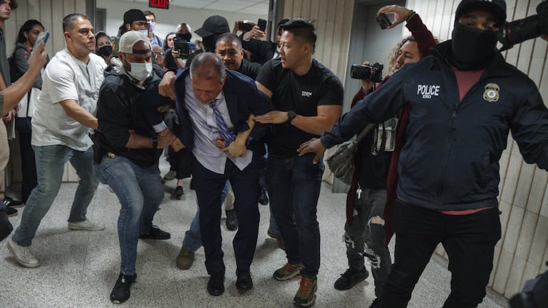 New York City Comptroller Brad Lander is placed under arrest by Immigration and Customs...