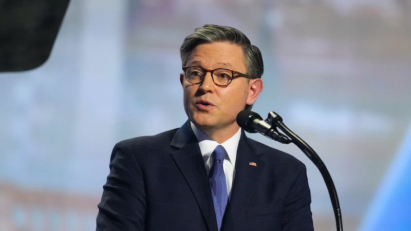El presidente de la Cámara de Representantes, Mike Johnson, durante la Convención Republicana,...
