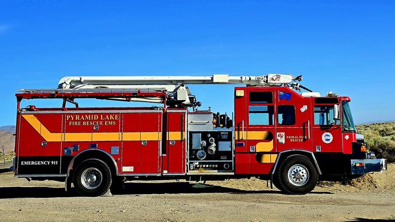 A Pyramid Lake Fire and Rescue fire engine