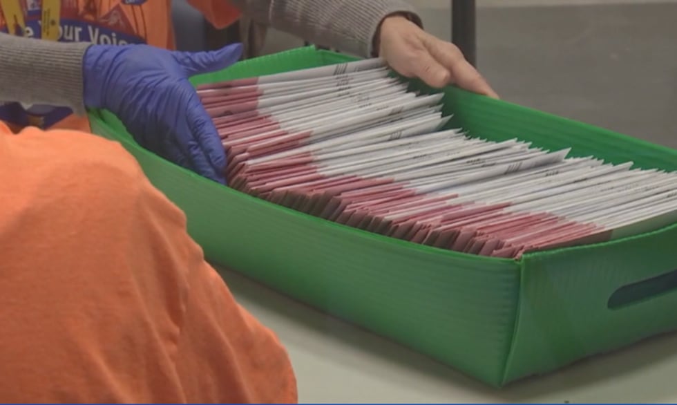 Mail in ballots being processed at the Washoe County Registrar of Voters Office
