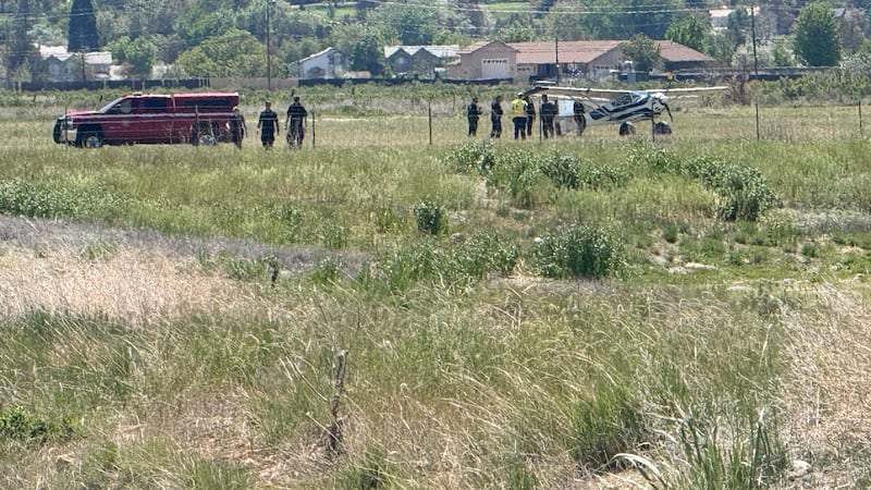 El avión aterrizó en un campo cerca de South McCarran alrededor de las 11:30 a. m. del jueves.