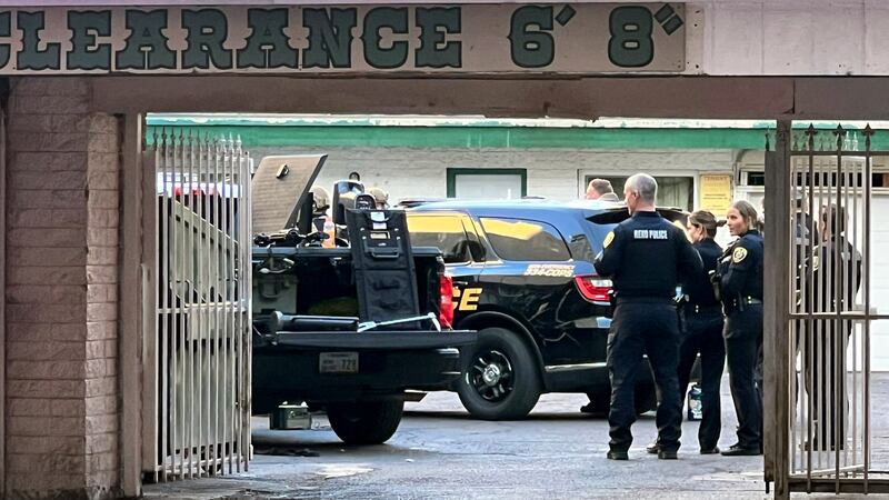 The Reno Police Department at the scene of the stand-off at Ace Motor Lodge on Second Street...