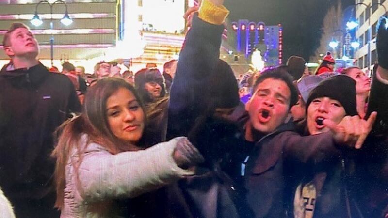 2018 New Year's Crowd in downtown Reno